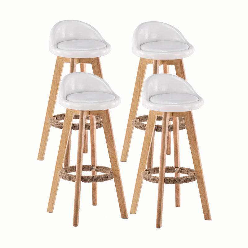 Modern Rotatable Backrest Counter Stool Wood Cafe Bar Stool with Cushion and Pedal