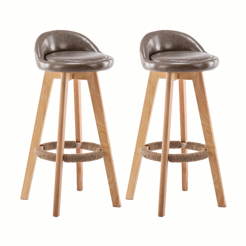 Modern Rotatable Backrest Counter Stool Wood Cafe Bar Stool with Cushion and Pedal