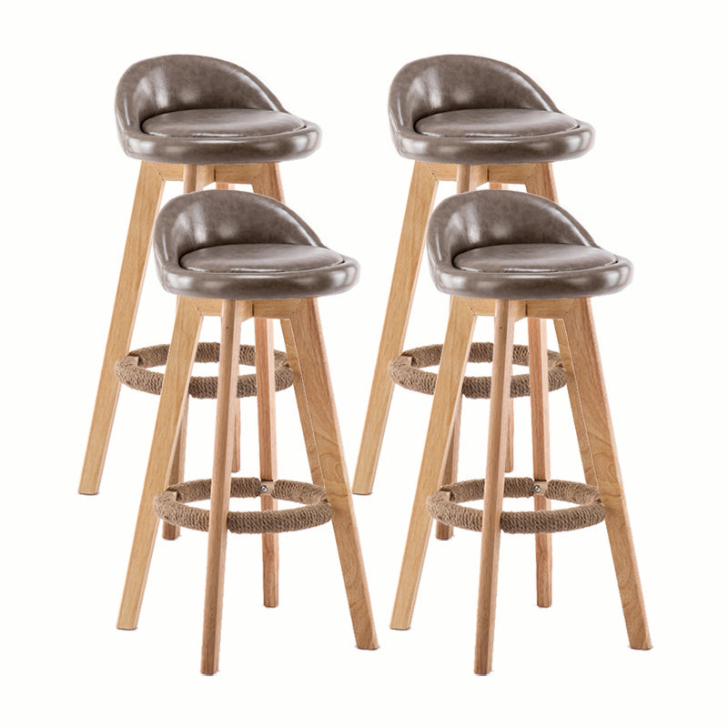Modern Rotatable Backrest Counter Stool Wood Cafe Bar Stool with Cushion and Pedal