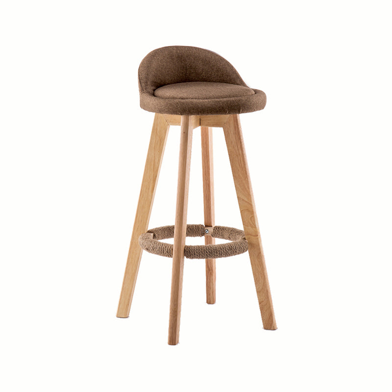 Modern Rotatable Backrest Counter Stool Wood Cafe Bar Stool with Cushion and Pedal