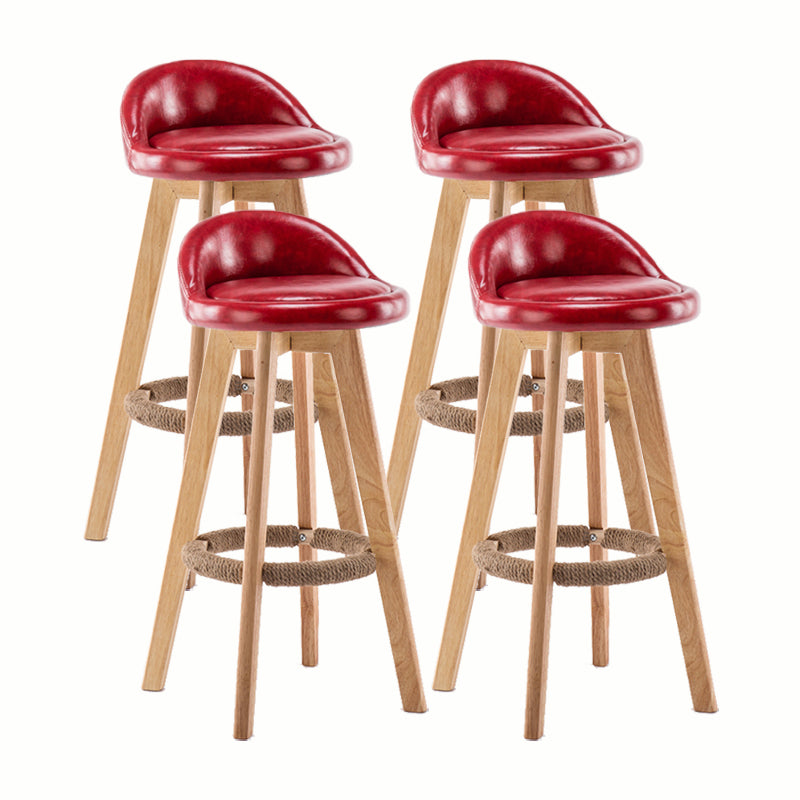 Modern Rotatable Backrest Counter Stool Wood Cafe Bar Stool with Cushion and Pedal