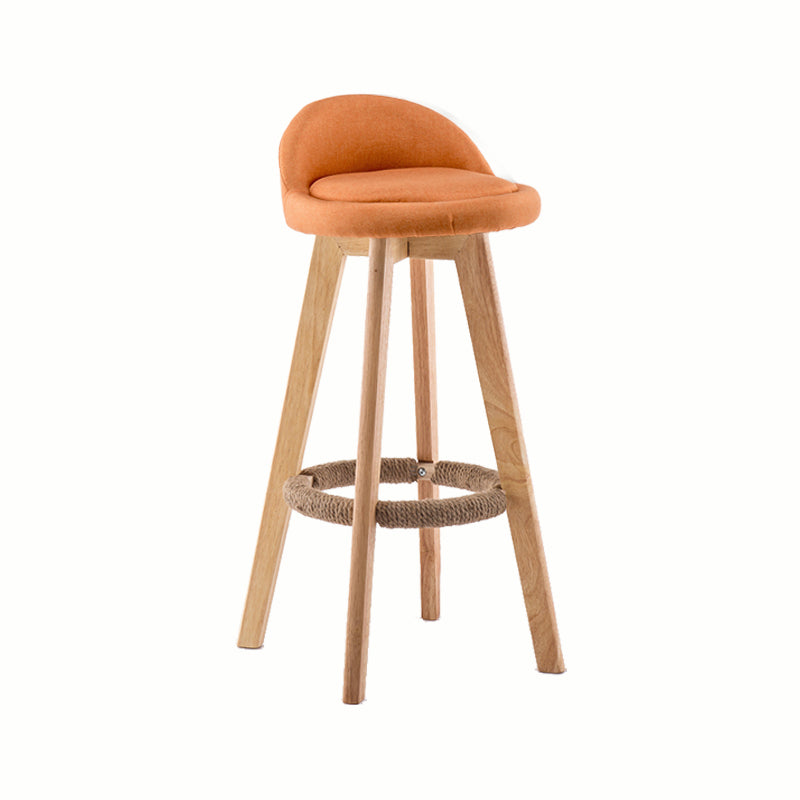 Modern Rotatable Backrest Counter Stool Wood Cafe Bar Stool with Cushion and Pedal