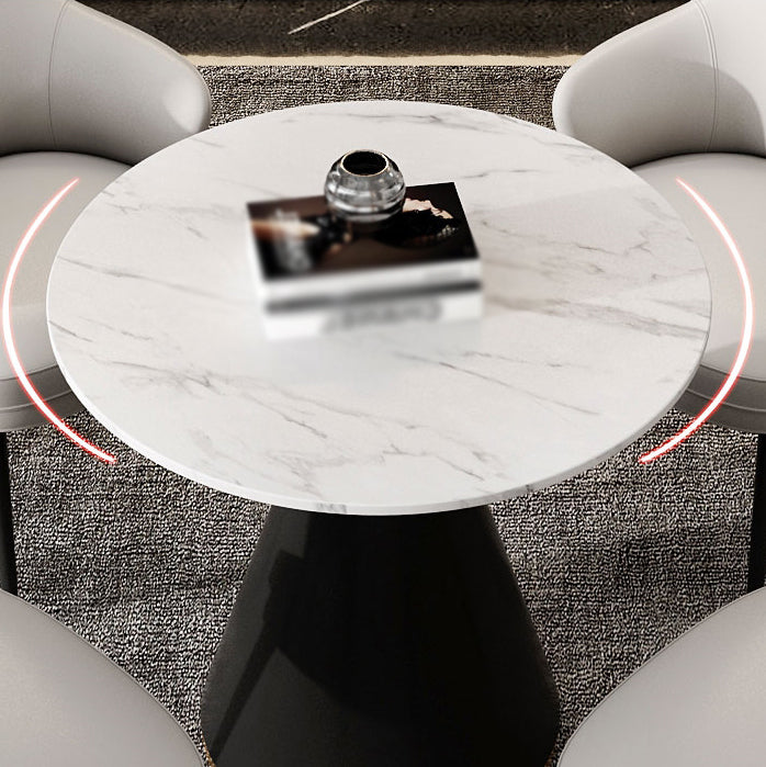 Contemporary 1/4/5 Pieces Dining Set Round Dining Room Table Set with Leather Chairs