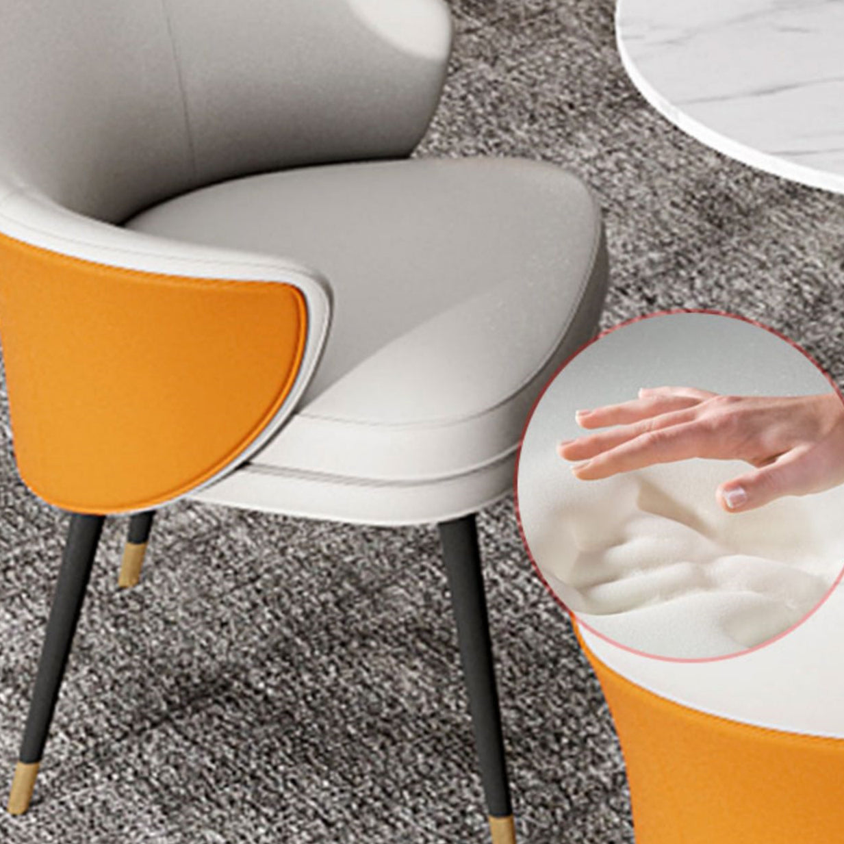 Contemporary 1/4/5 Pieces Dining Set Round Dining Room Table Set with Leather Chairs