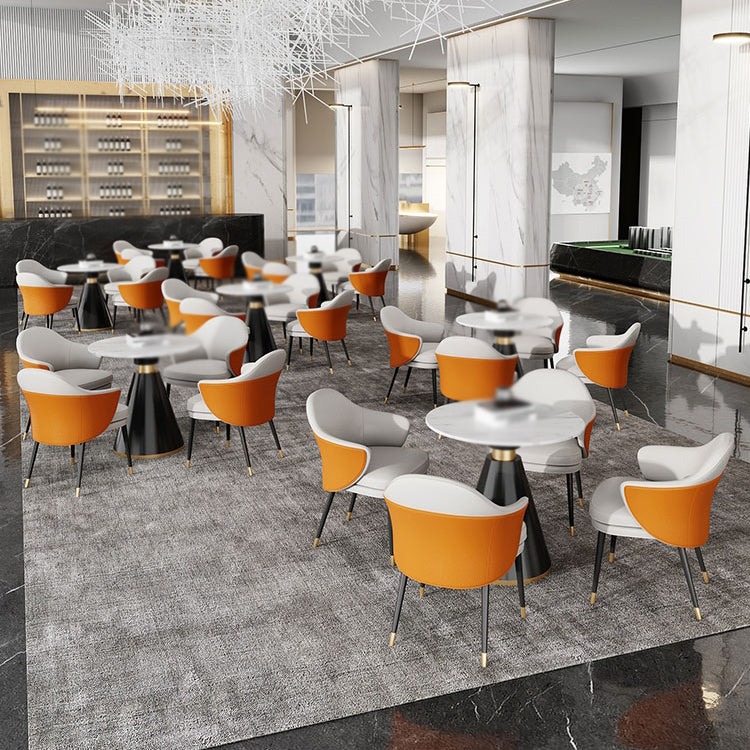 Contemporary 1/4/5 Pieces Dining Set Round Dining Room Table Set with Leather Chairs