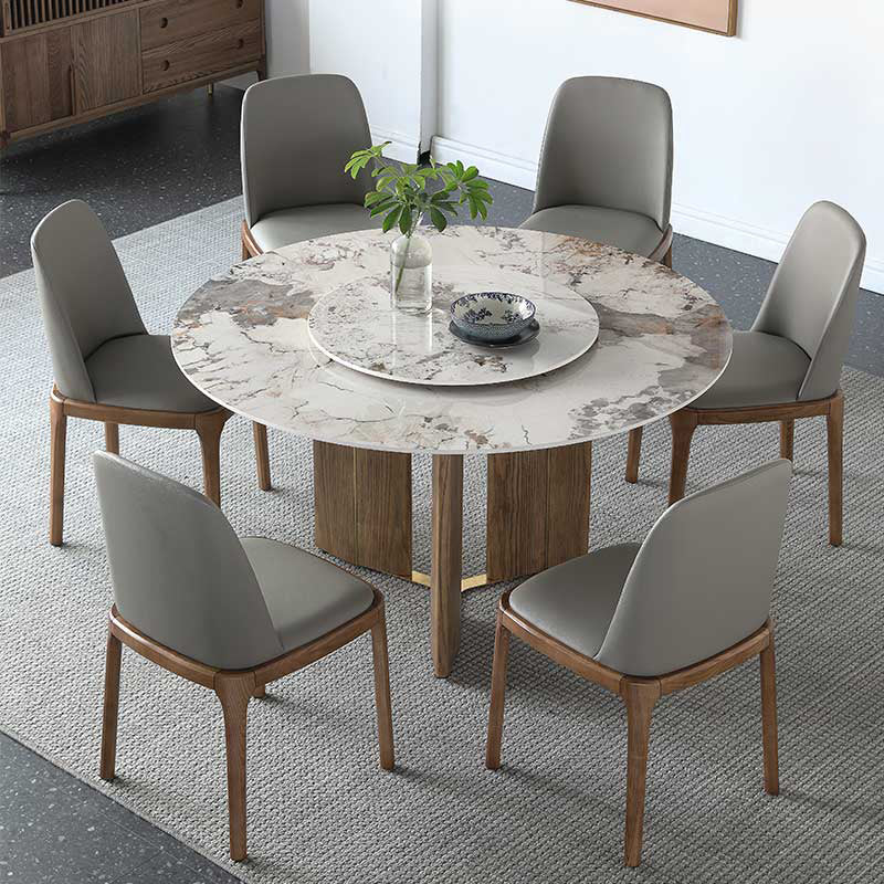 Modern 1/4/5/7 Pieces Dining Sintered Stone Dining Table Set with Wooden Legs for Kitchen