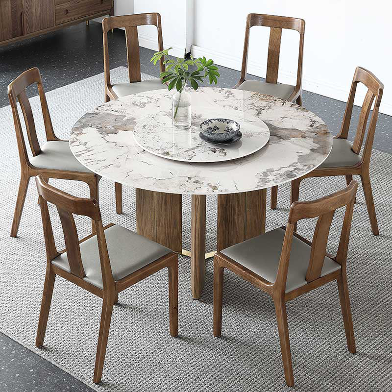 Modern 1/4/5/7 Pieces Dining Sintered Stone Dining Table Set with Wooden Legs for Kitchen