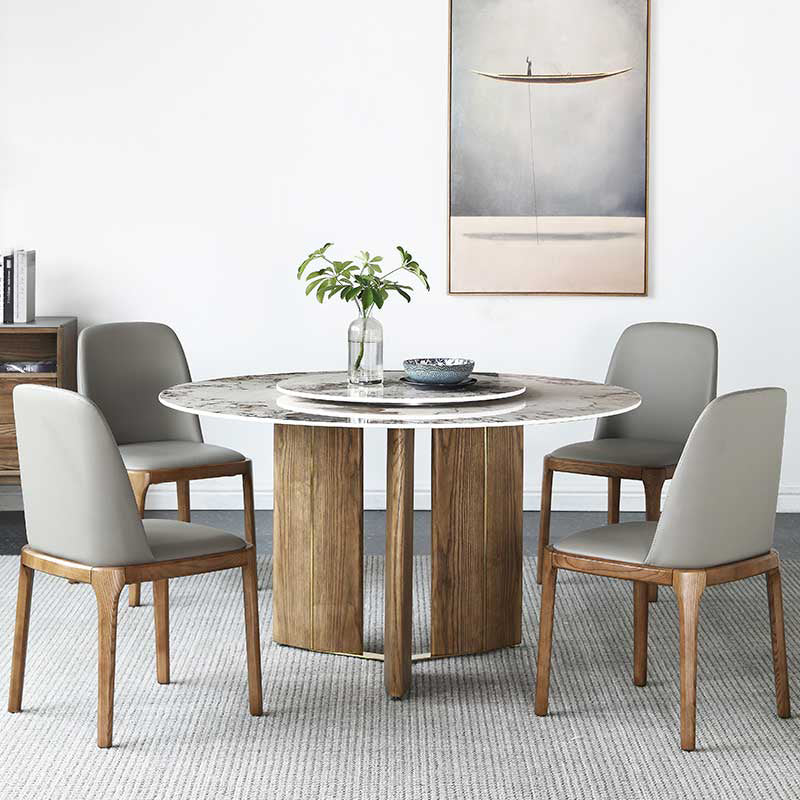 Modern 1/4/5/7 Pieces Dining Sintered Stone Dining Table Set with Wooden Legs for Kitchen