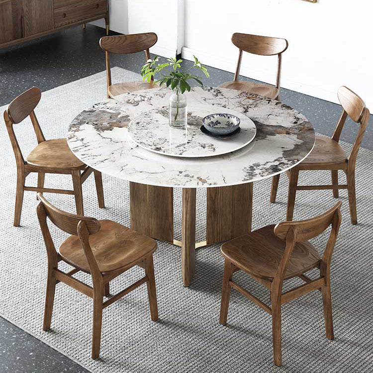 Modern 1/4/5/7 Pieces Dining Sintered Stone Dining Table Set with Wooden Legs for Kitchen