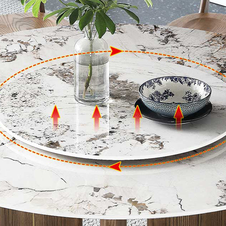 Modern 1/4/5/7 Pieces Dining Sintered Stone Dining Table Set with Wooden Legs for Kitchen