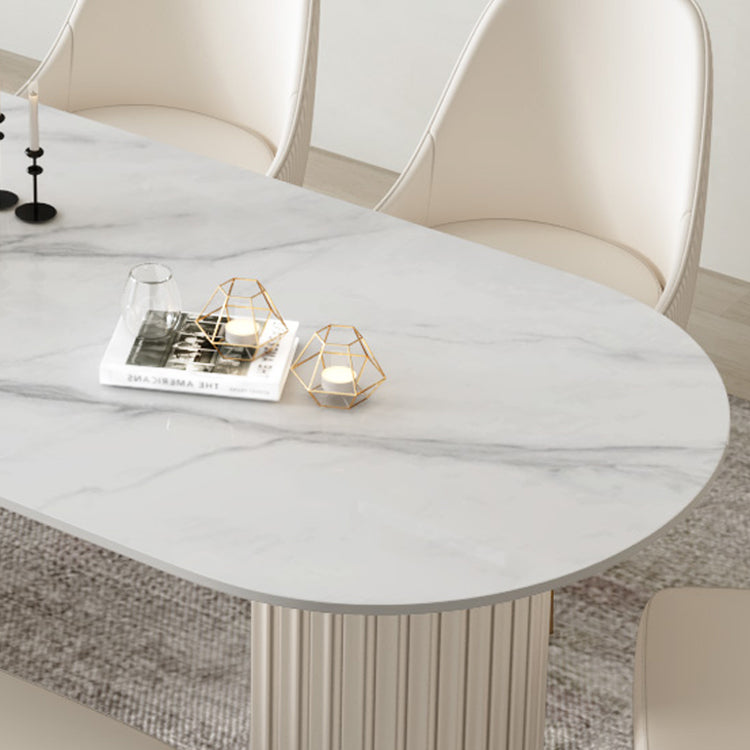 1/2/5/6/7 Pcs Metal Modern Dining Set with Oval Shape Table Dinette Set