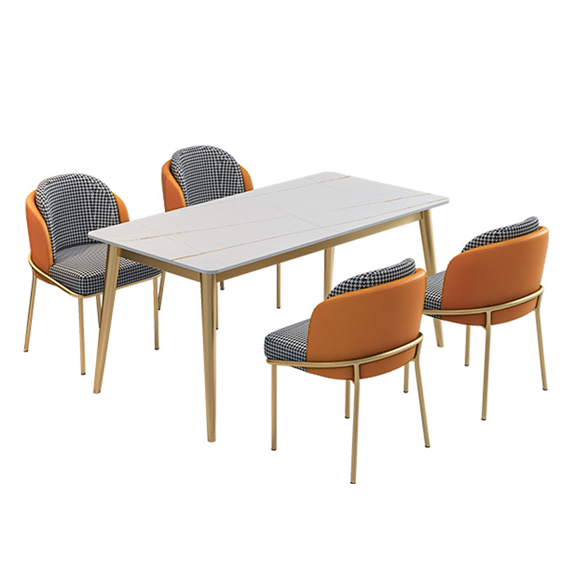 Minimalist Design 1/2/5/7 Rectangular Dining Room Table with Upholstered Chairs