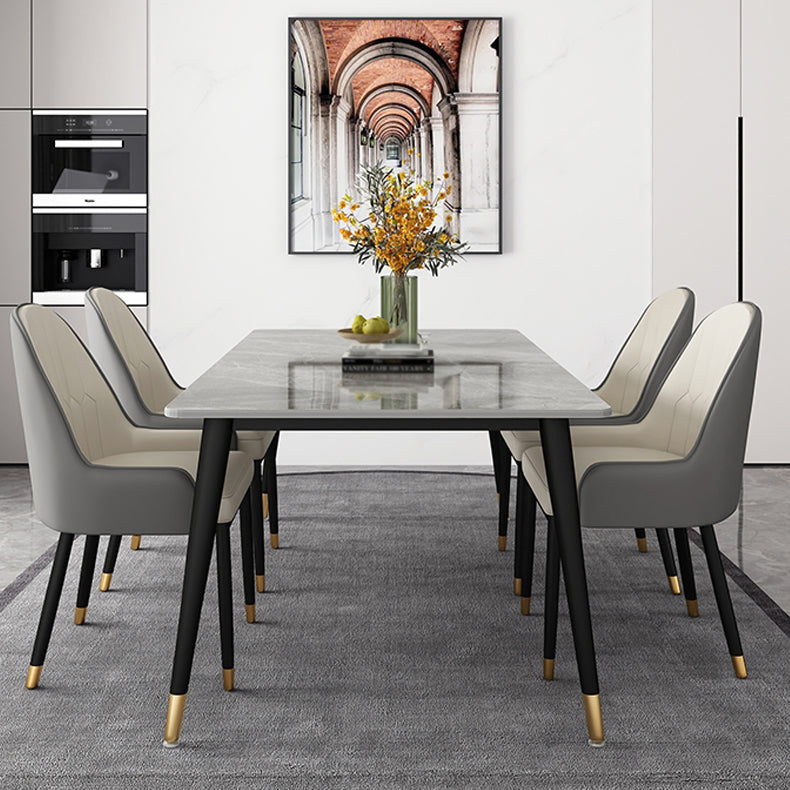 Nordic Style 1/4/5/7 Rectangle Dining Room Set with Leather Chairs