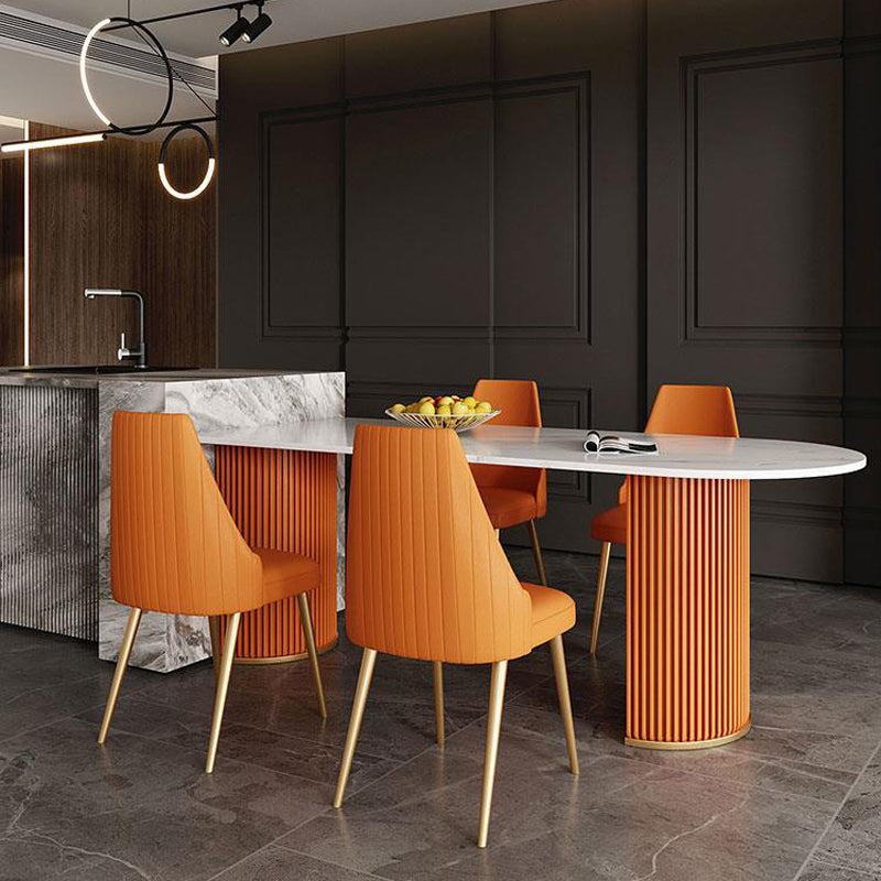 Scandinavian 1/2/5 Rectangle White Dining Table Set for Kitchen