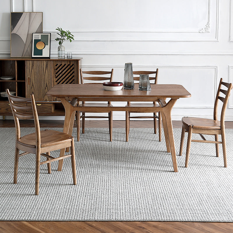 Modern Style 1/4/5 Rectangle Solid Wood Dining Set with Wood Chairs for Home