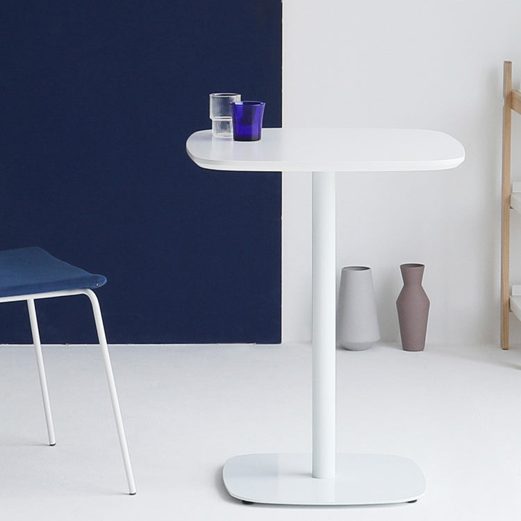 Metal Industrial Square Dining Table Manufactured wood Top Table with Pedestal Base