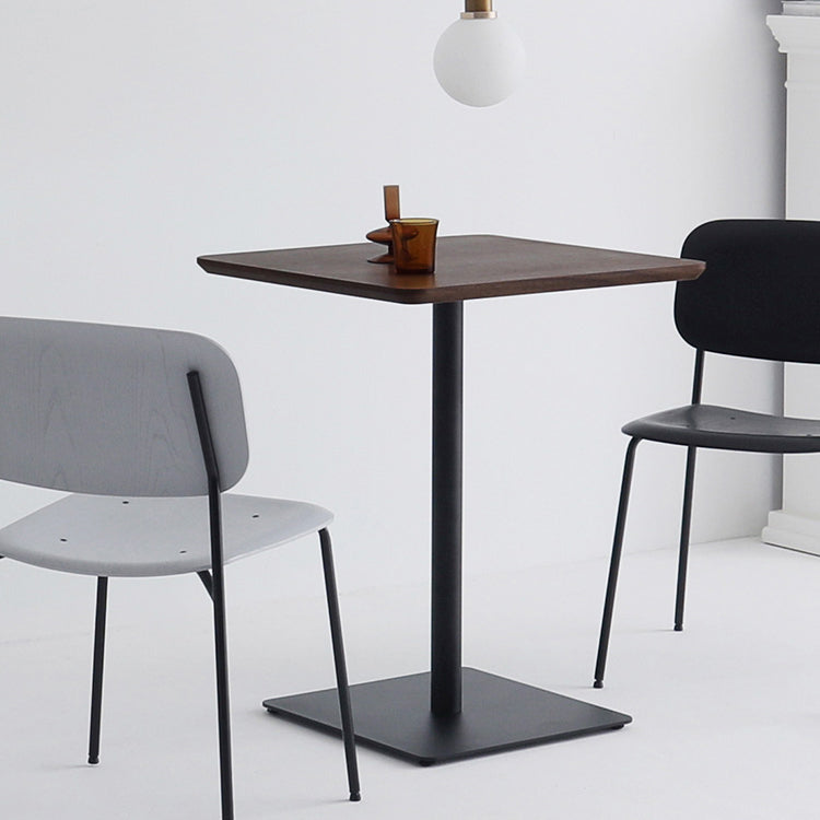 Metal Industrial Square Dining Table Solid Wood Top Indoor Table with Pedestal Base