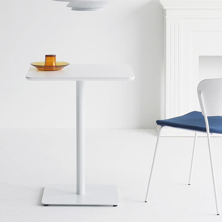 Metal Industrial Square Dining Table Solid Wood Top Indoor Table with Pedestal Base