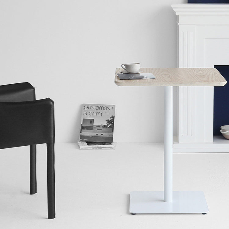 Metal Industrial Square Dining Table Solid Wood Top Indoor Table with Pedestal Base