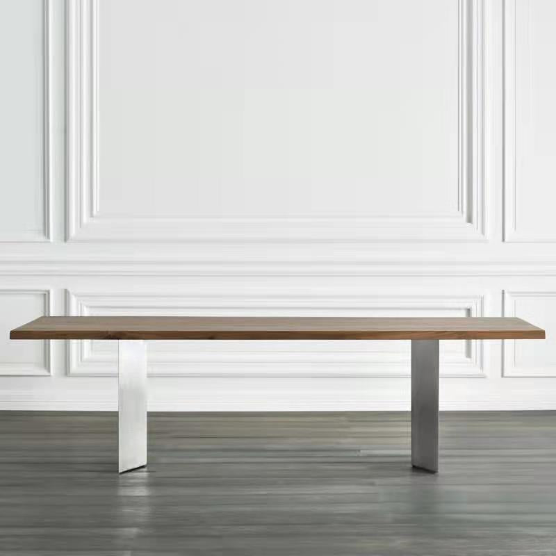 Table de salle à manger Glam de forme rectangulaire, double guéridon avec bois massif