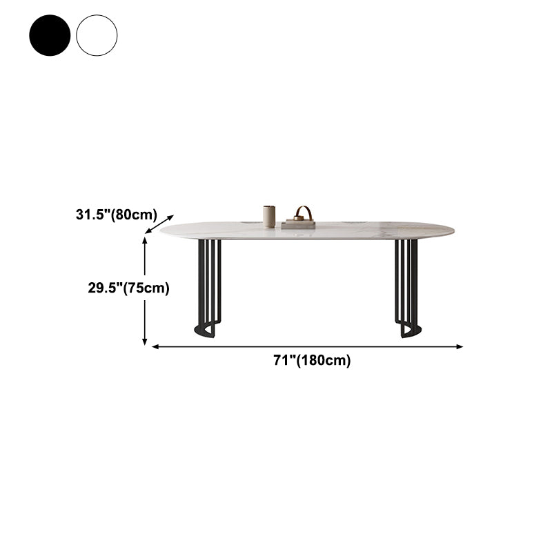Mesa de piedra de mesa ovalada moderna con base de doble pedestal