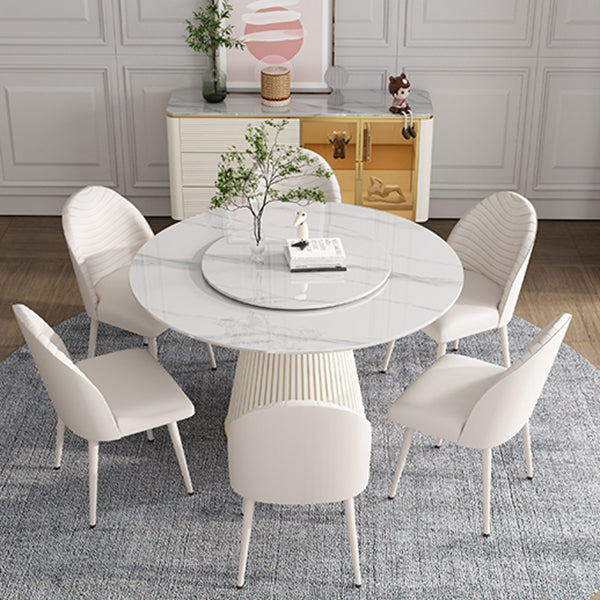 Modern Style Dining Table Round White Sintered Stone Dining Table for Home Use