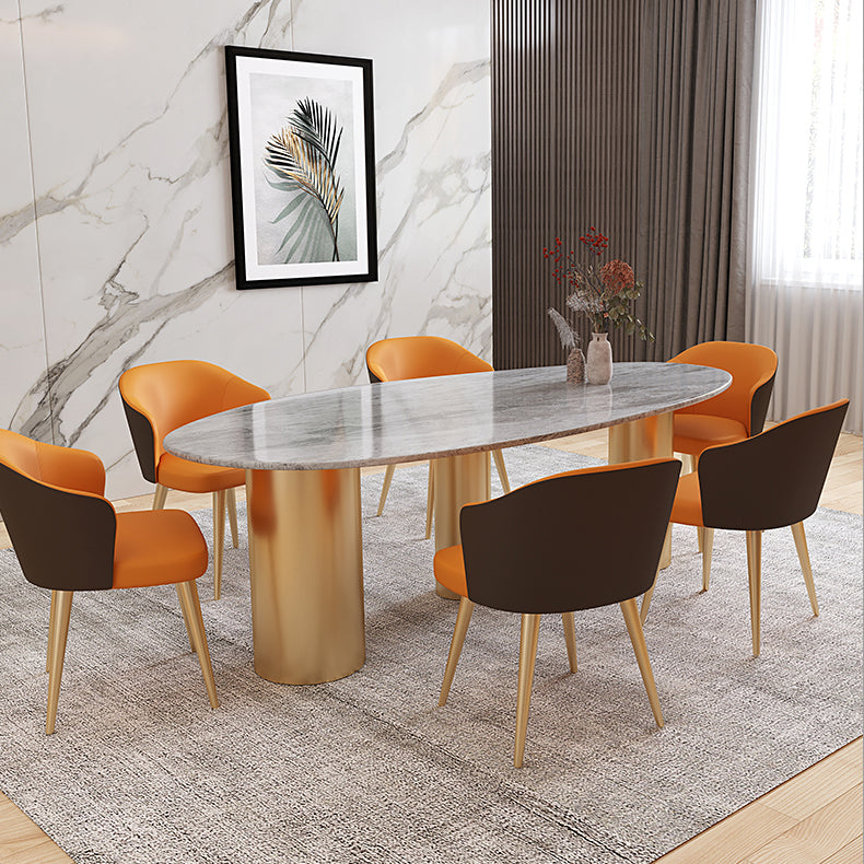 Mesa de comedor de piedra sinterizada de lujo con 3 patas para restaurante