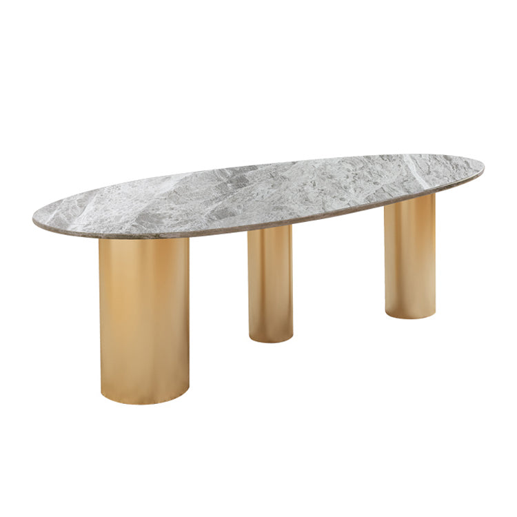 Mesa de comedor de piedra sinterizada de lujo con 3 patas para restaurante