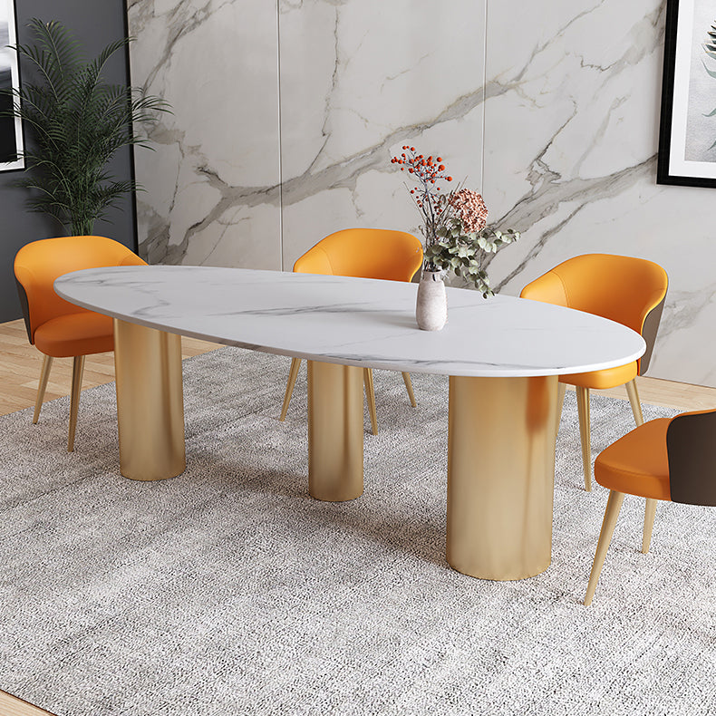 Mesa de comedor de piedra sinterizada de lujo con 3 patas para restaurante