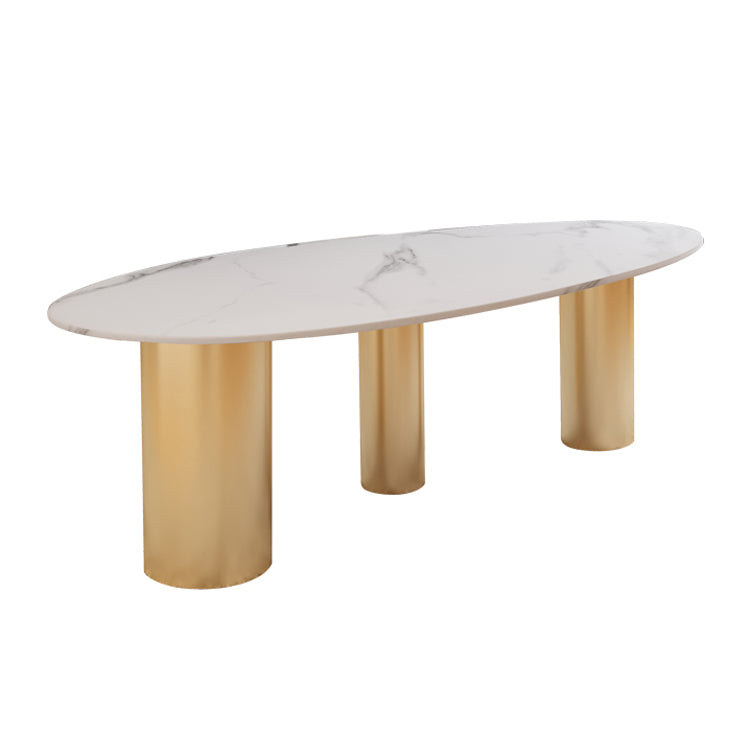 Mesa de comedor de piedra sinterizada de lujo con 3 patas para restaurante