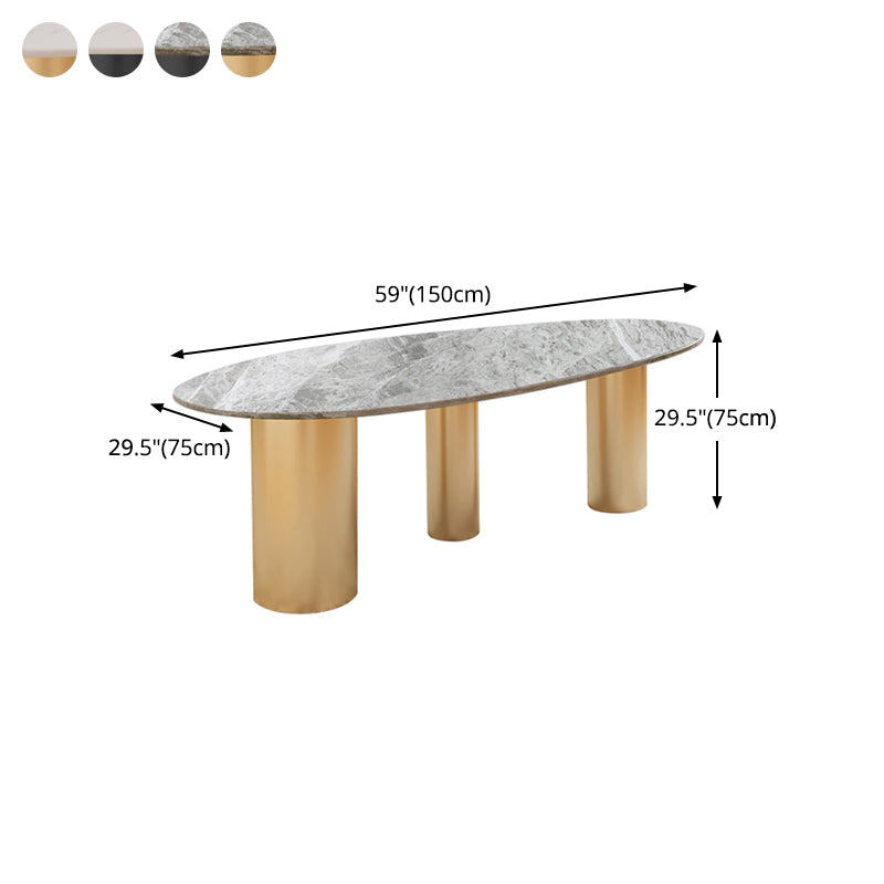 Mesa de comedor de piedra sinterizada de lujo con 3 patas para restaurante