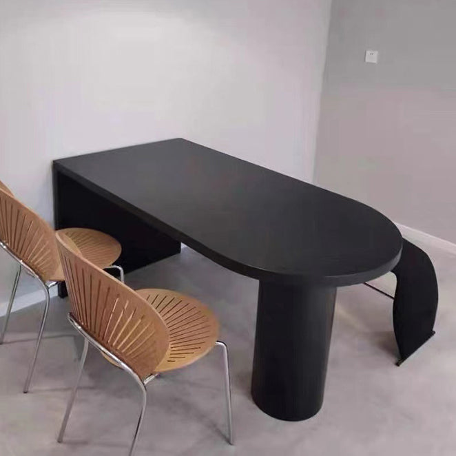 Free Form Pine Wood Table for Restaurant Modern Wood Table with Double Pedestal Base