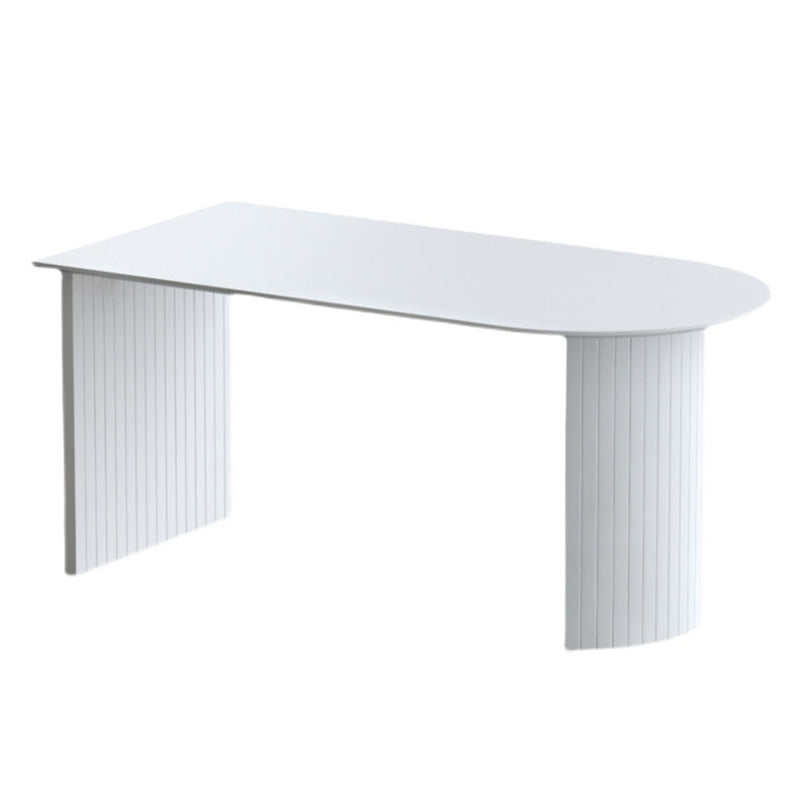 Mesa de comedor moderna de madera maciza, mesa superior de madera de pino con base de pedestal doble