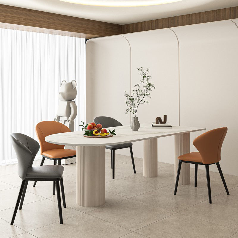 Mesa de cena de piedra contemporánea Mesa de comedor de la base de trípode para el hogar