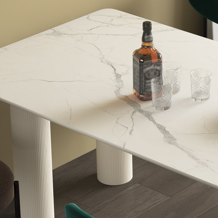 Mesa de cena de piedra contemporánea Mesa de comedor de la base de trípode para el hogar