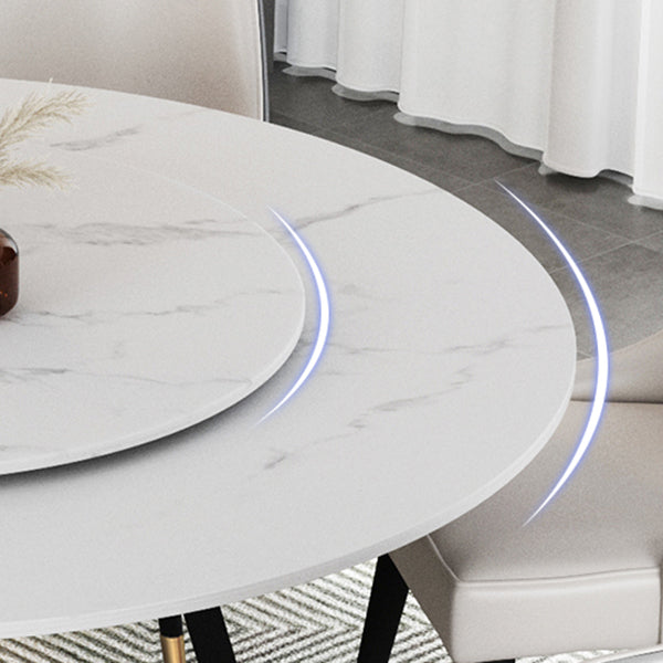 Mesa de comedor de piedra sinterizada Mesa de comedor moderna redonda con marco negro