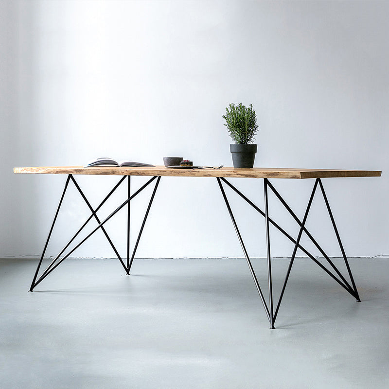 Rectangle Shape Luxury Dining Table Solid Wood Fixed Table for Restaurant