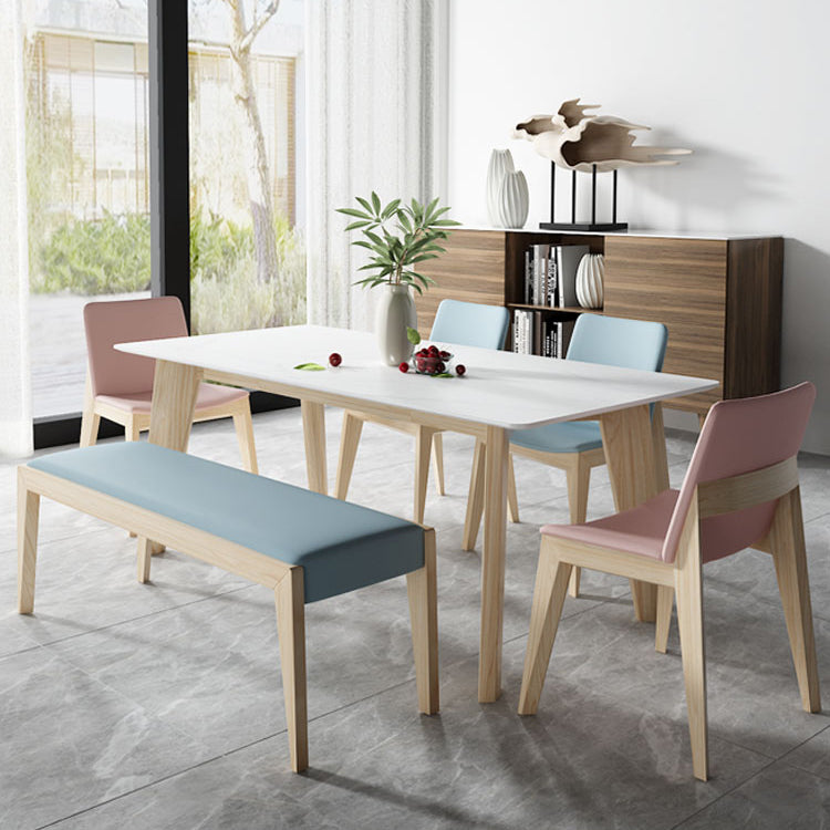 Sillas de comedor estilo moderno Sillas auxiliares sin brazos con patas de madera