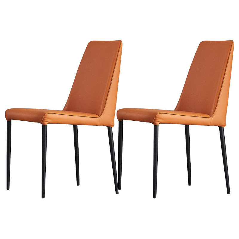 Sillas de comedor sin brazos con respaldo sólido industrial Sillas de comedor de piel sintética