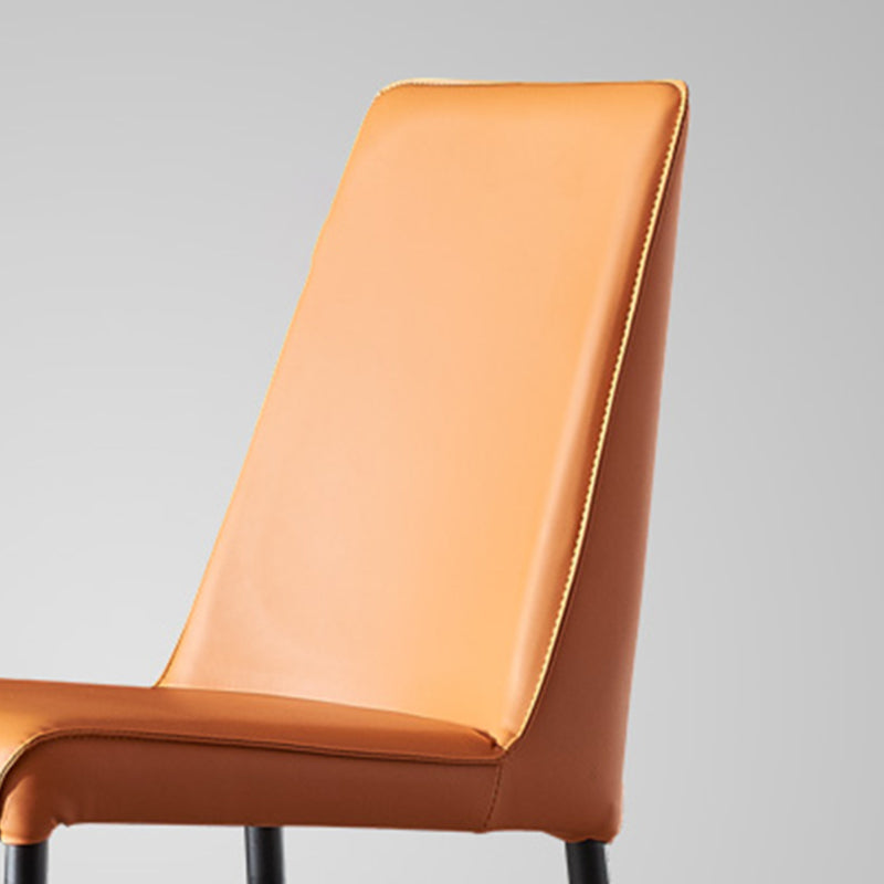 Sillas de comedor sin brazos con respaldo sólido industrial Sillas de comedor de piel sintética
