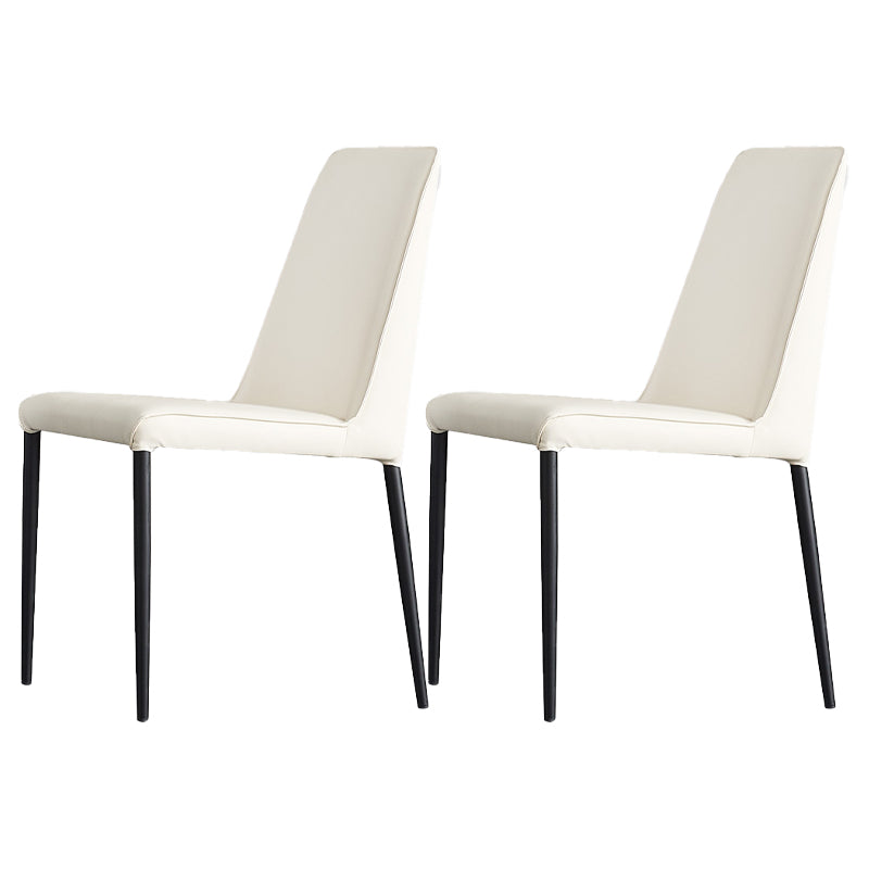 Sillas de comedor sin brazos con respaldo sólido industrial Sillas de comedor de piel sintética