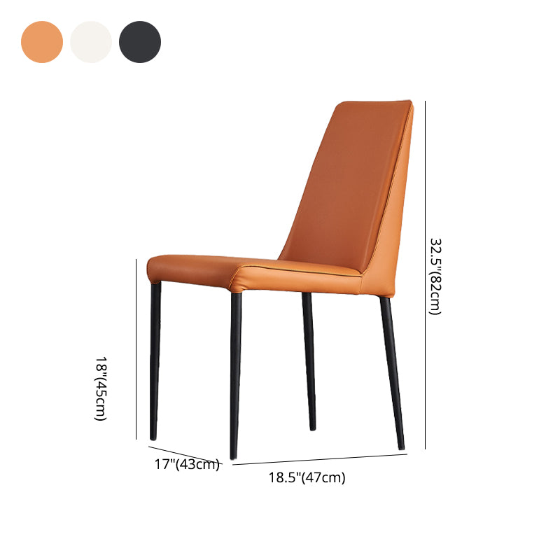 Sillas de comedor sin brazos con respaldo sólido industrial Sillas de comedor de piel sintética