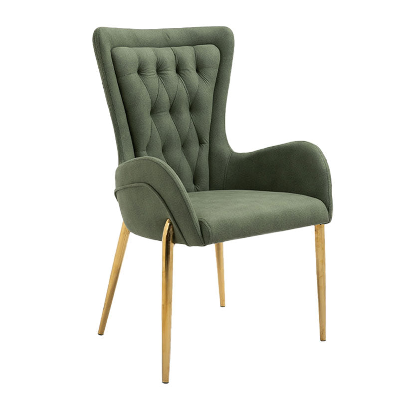 Glam Metal Arm Dining Chair Upholstered Dining Side Chair for Home Use
