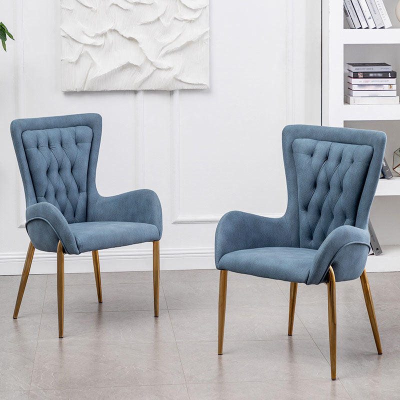 Glam Metal Arm Dining Chair Upholstered Dining Side Chair for Home Use