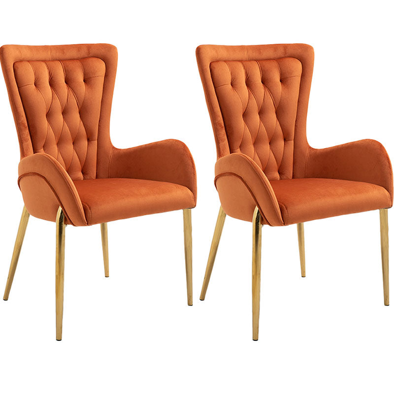 Glam Metal Arm Dining Chair Upholstered Dining Side Chair for Home Use