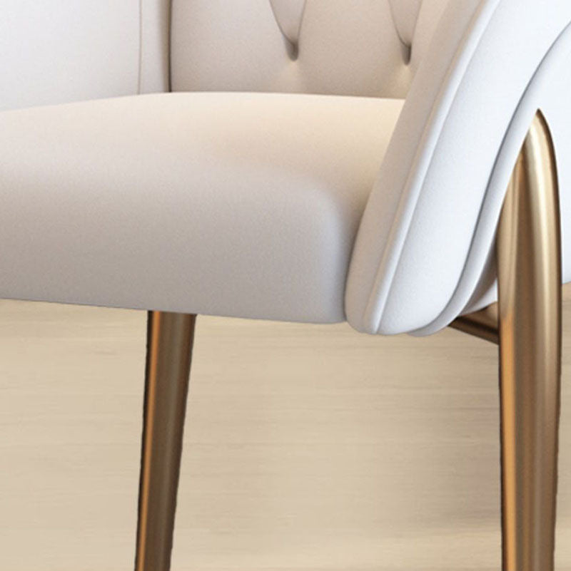 Glam Metal Arm Dining Chair Upholstered Dining Side Chair for Home Use