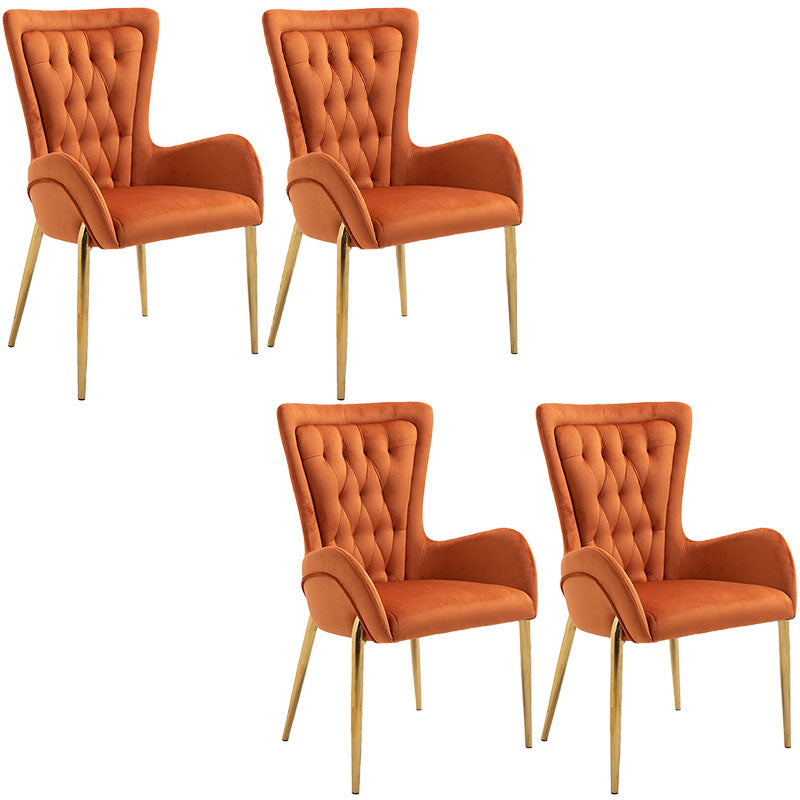Glam Metal Arm Dining Chair Upholstered Dining Side Chair for Home Use
