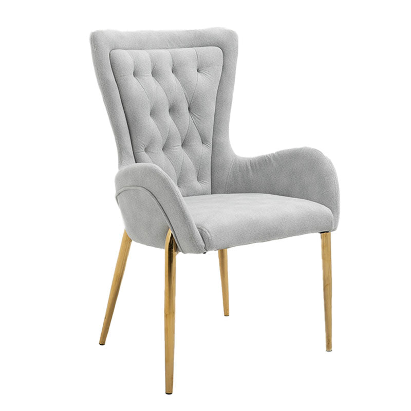 Glam Metal Arm Dining Chair Upholstered Dining Side Chair for Home Use