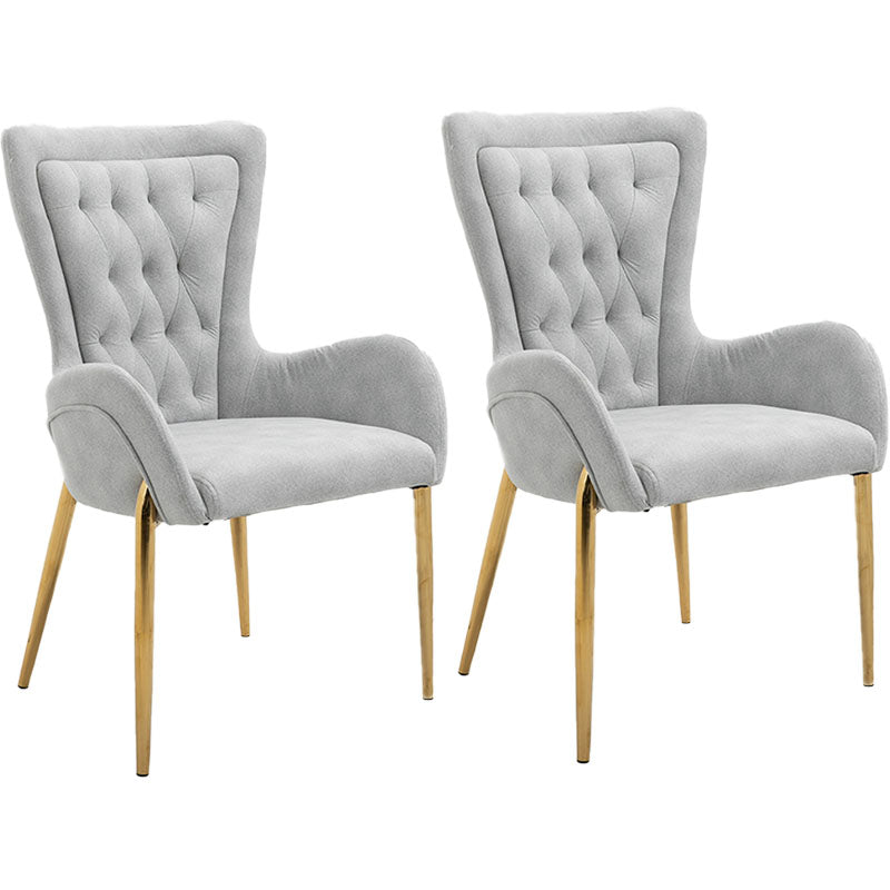 Glam Metal Arm Dining Chair Upholstered Dining Side Chair for Home Use