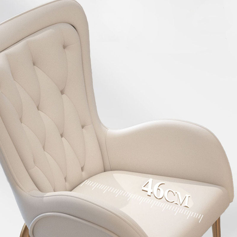 Glam Metal Arm Dining Chair Upholstered Dining Side Chair for Home Use